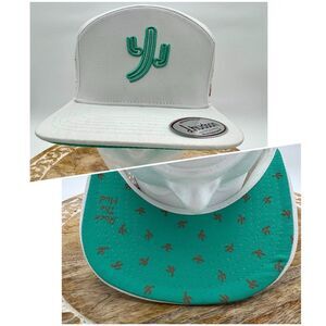 D. Hudson Dancin’ Cactus SnapBack Hat WHITE MINT 5 Panel Lid Embroidered Golf